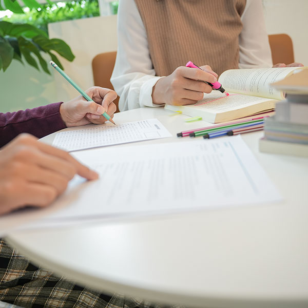 Student studying for a counseling exam